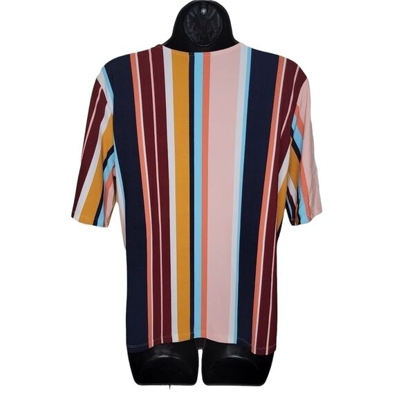 Halogen striped tie front faux wrap shirt top 1/1x - Picture 2 of 7